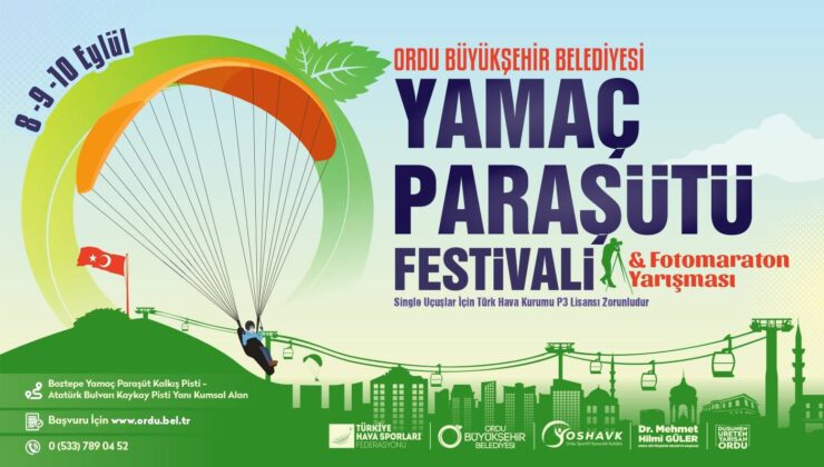 ORDU’DA YAMAÇ PARAŞÜTÜ FESTİVALİ VE FOTOMARATON YARIŞMASI YAPILACAK