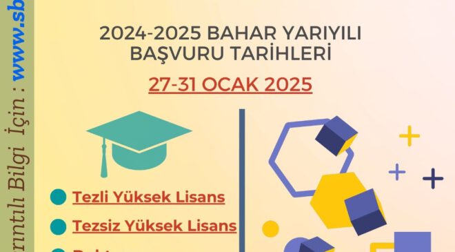 YÜKSEK LİSANS VE DOKTORA BAŞVURULARI BAŞLIYOR